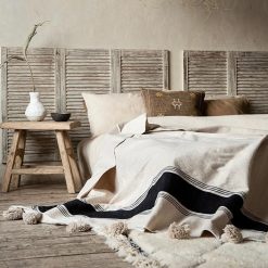 Couvre-lit blanc cassé rayures noir - 200 cm * 300 cm