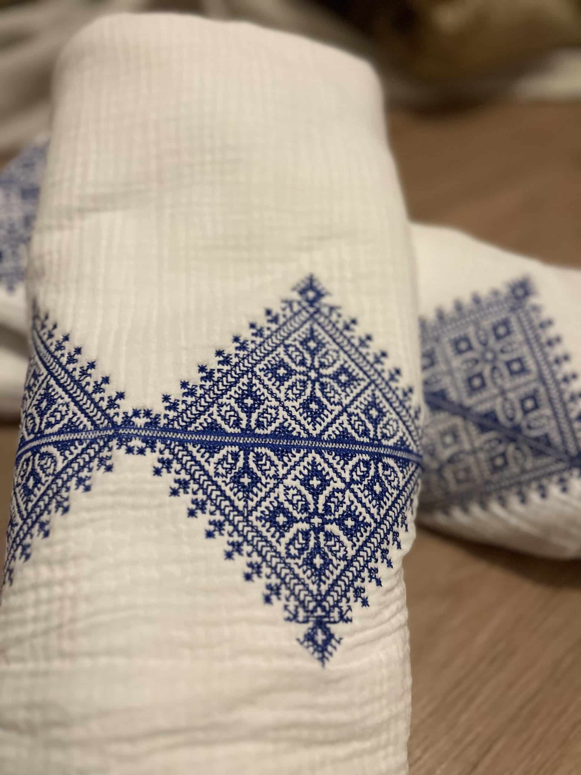 Couverture bébé Fessi blanc et bleu - 90 cm * 90 cm